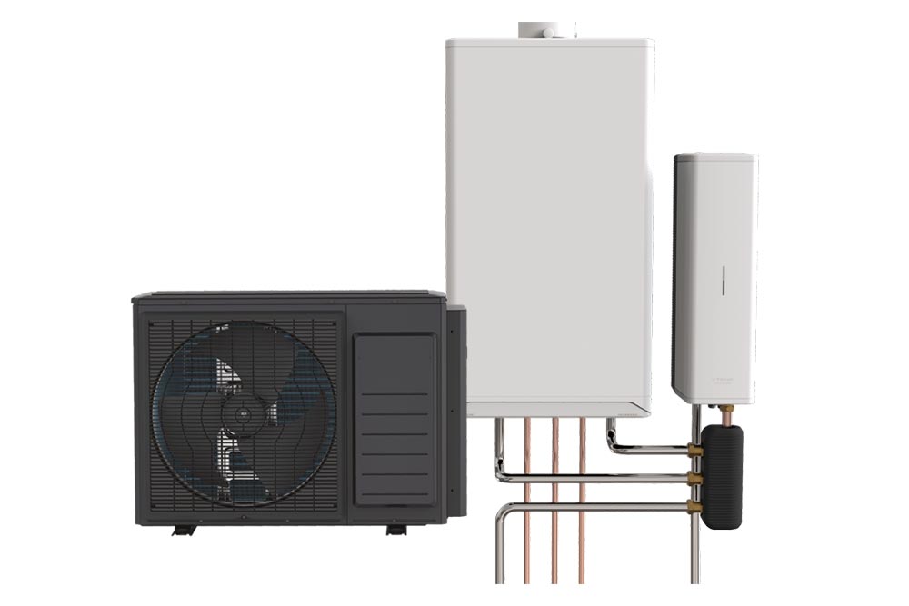 Hybride Warmtepomp Installatie CV-ketel met Binnenunit en Buitenunit